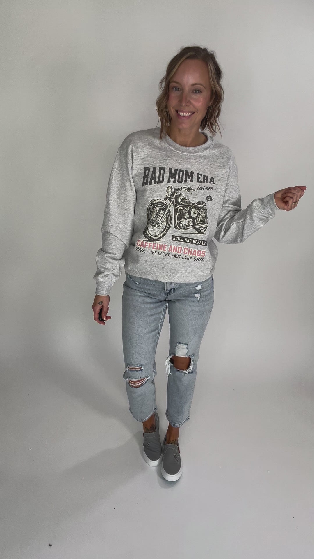 Rad Mom Era Crewneck- ASH GREY