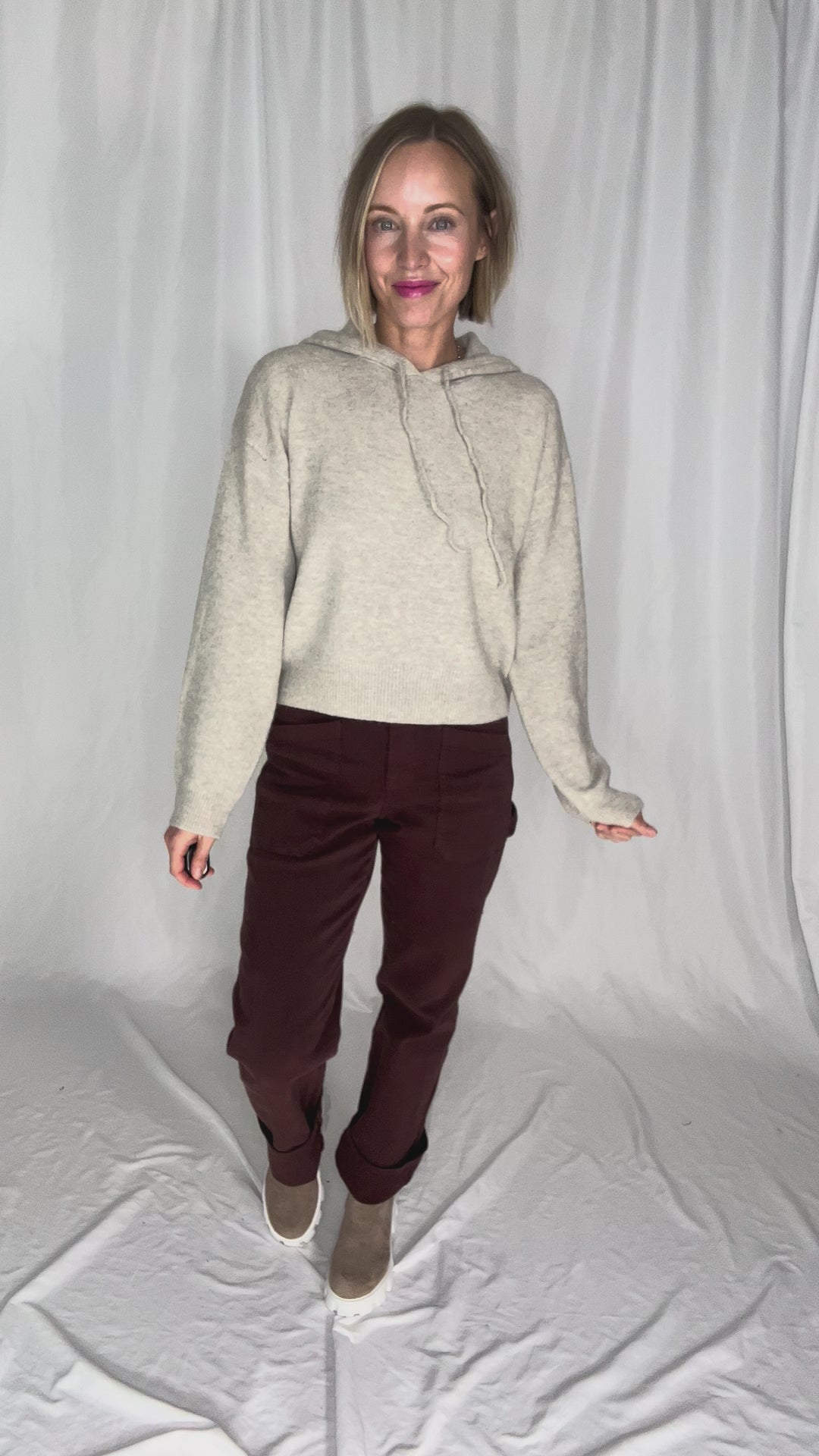 ONLY Rue Knit Hooded Sweater- CHATEAU GRAY