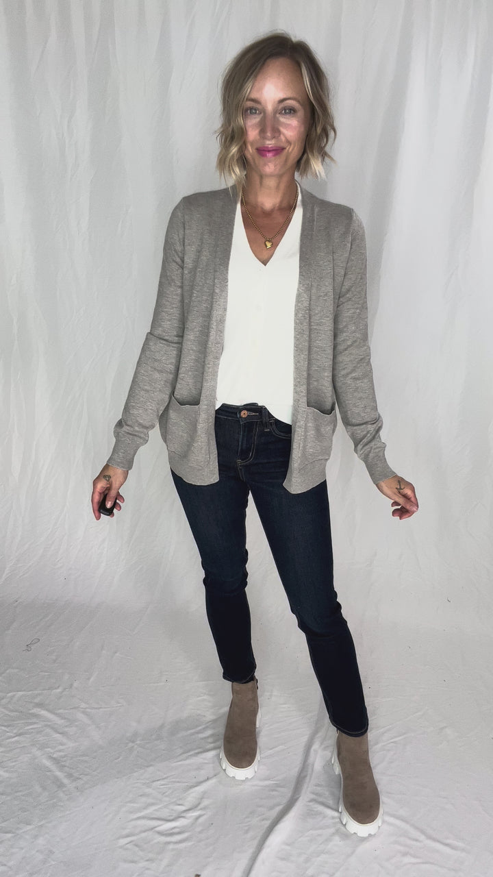 Lou Layered 2Fer Cardigan- HTHR GREY