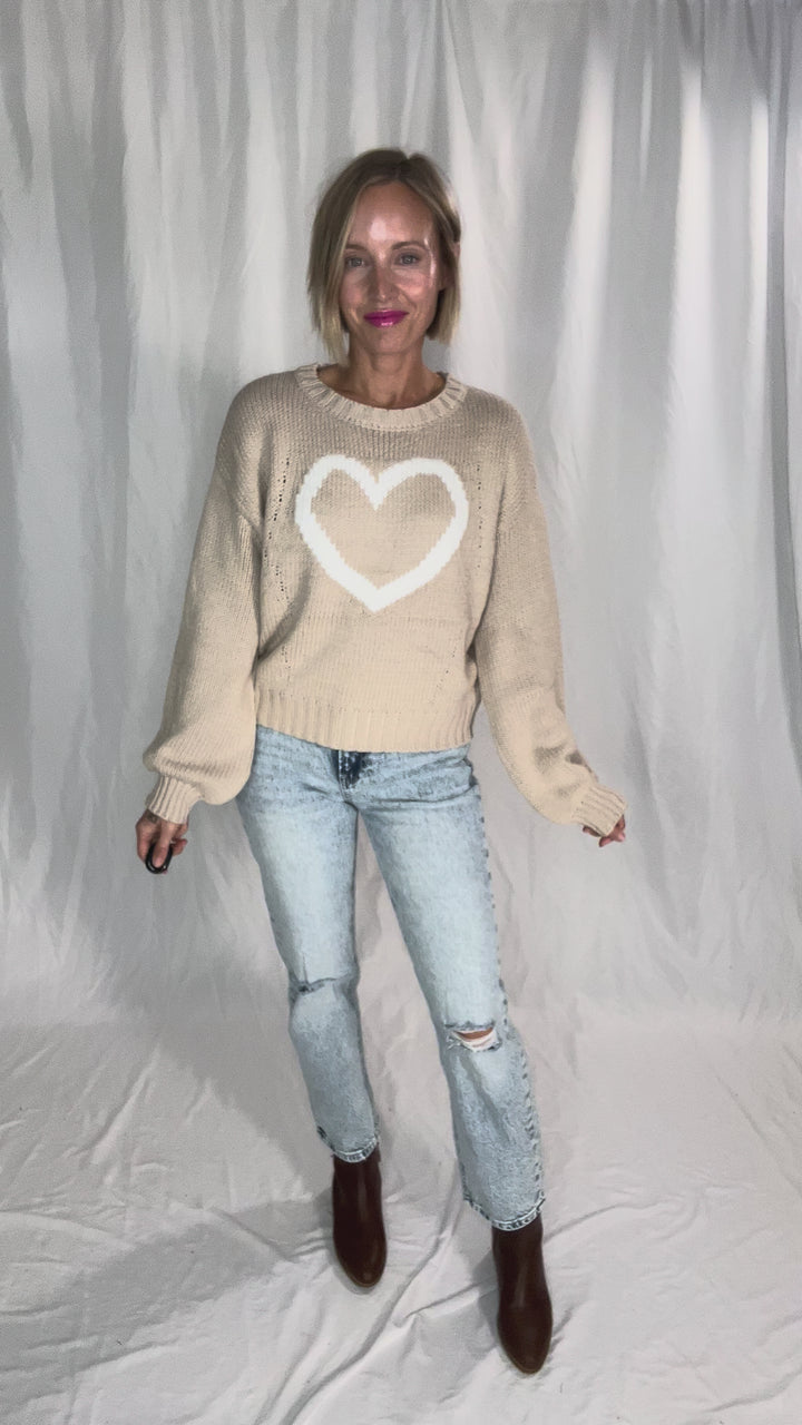 Vivienne Heart Sweater- BIEGE
