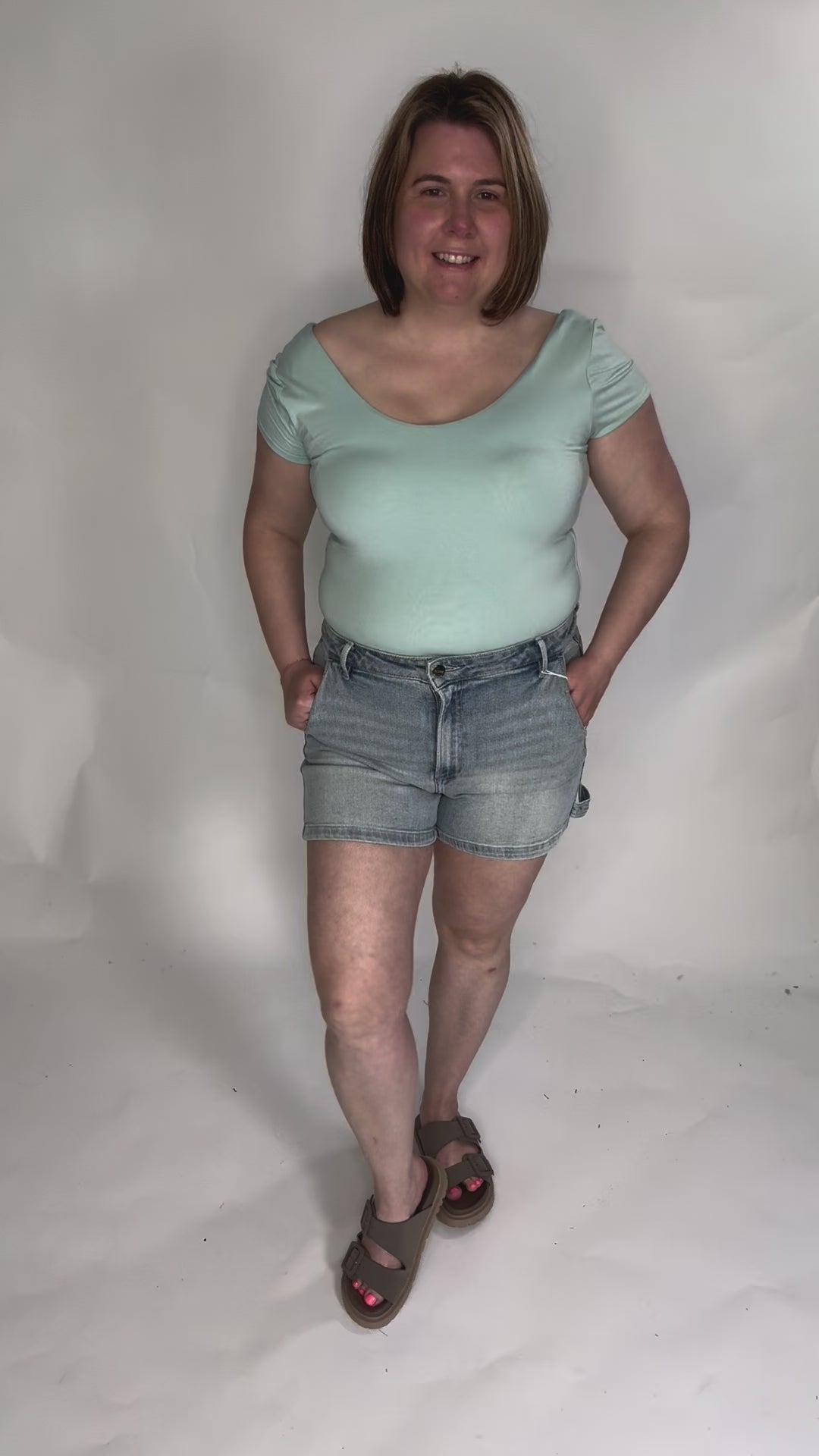 Lucy Scoop Neck Cap Sleeve Jersey Tee- SEAFOAM