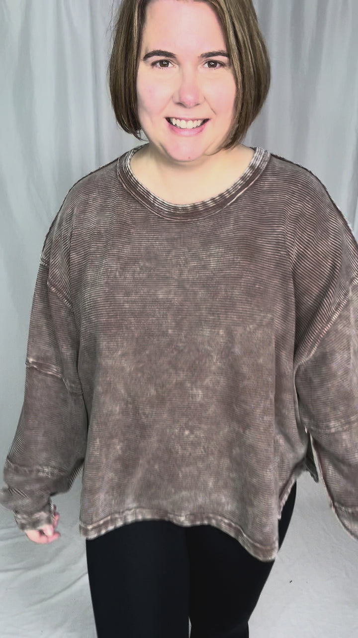 Harvest Moon Washed Pullover- ESPRESSO
