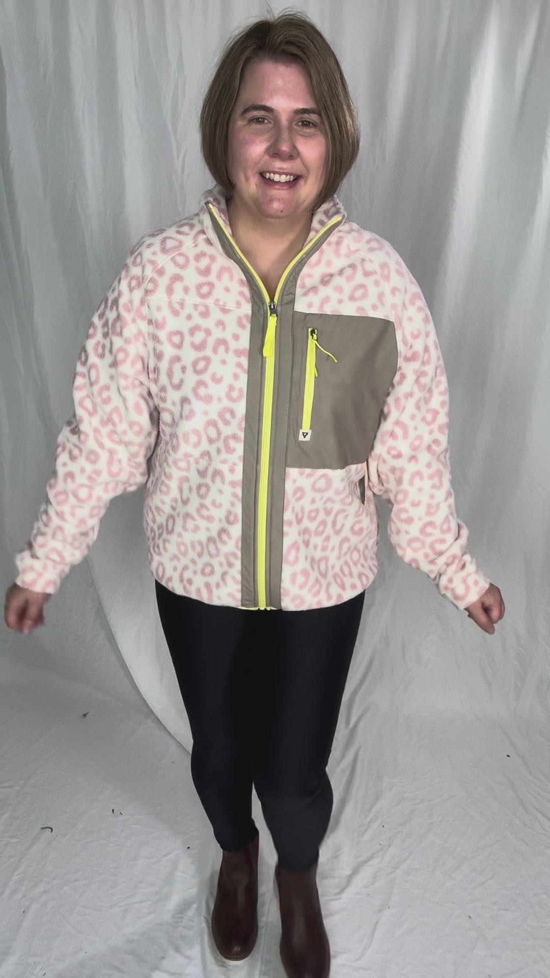 Dawn Full Zip Fleece Jacket- ROSE LEOPARD