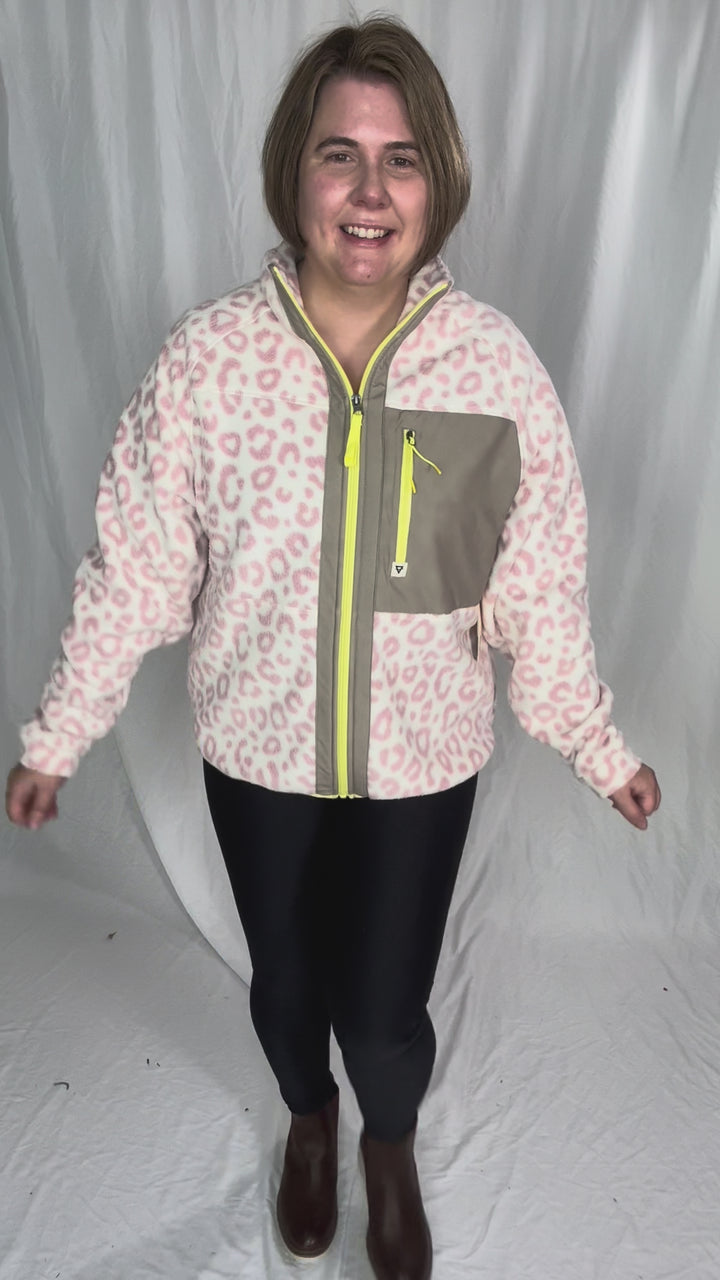 Dawn Full Zip Fleece Jacket- ROSE LEOPARD