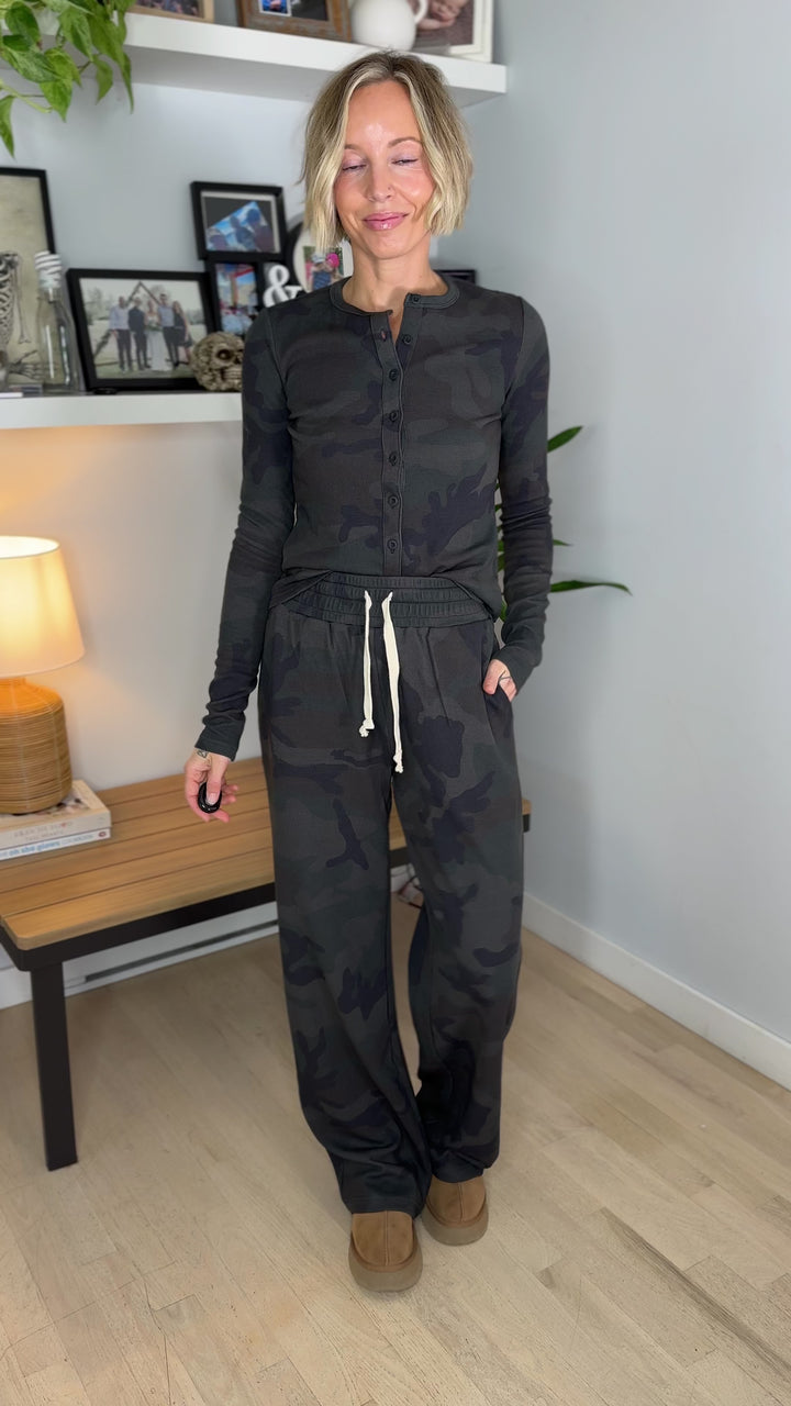 AMPERSAND AVE Thermal Long Sleeve + Pant Set- CAMO