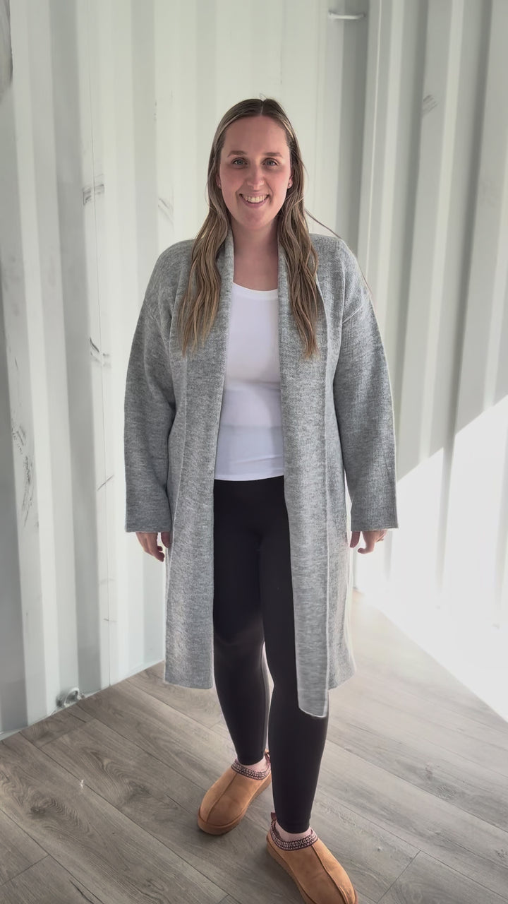 Fallia Oversized Sweater Coatigan- HEATHER GREY