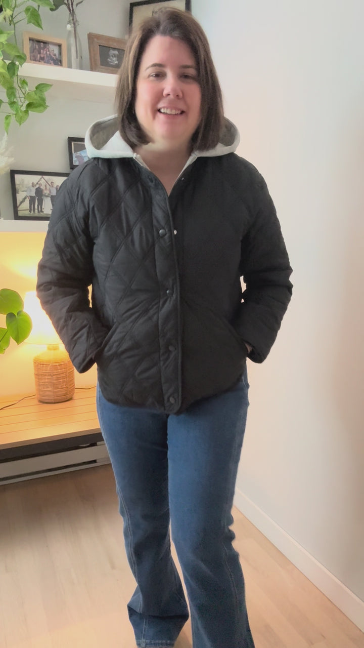 Only Risso Quilted Hoodie Jacket- BLACK