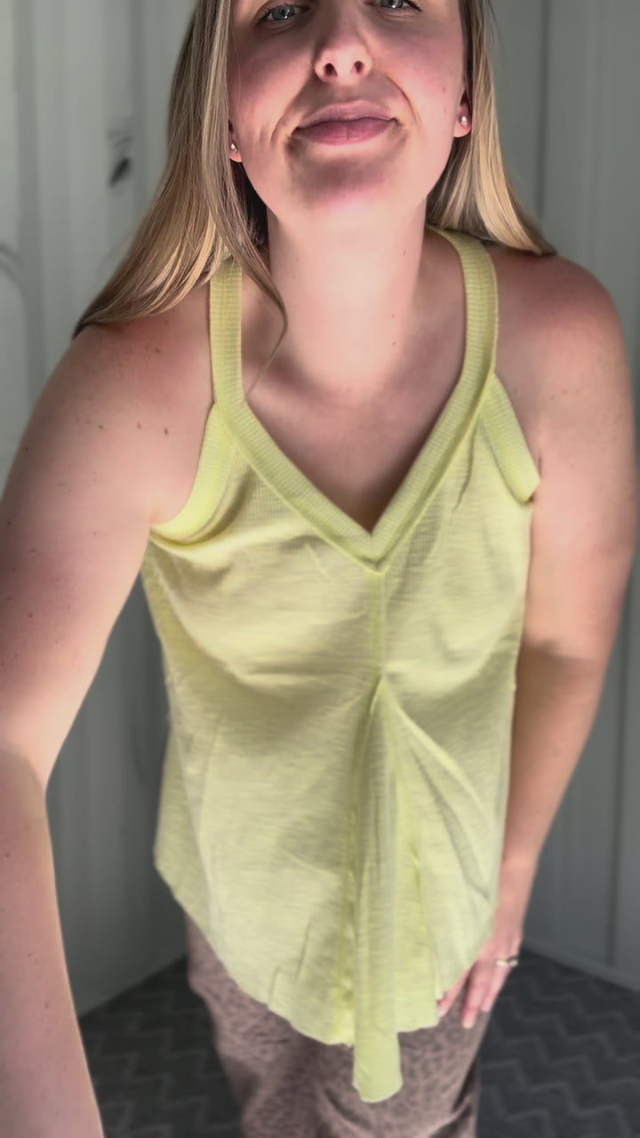 Felicity Jersey Ribbed Tank- LEMON
