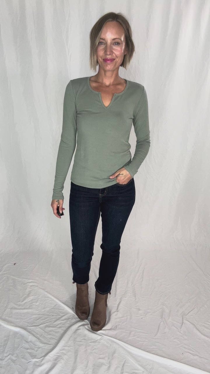 Avery Ultra Soft Basic Long Sleeve- SAGE