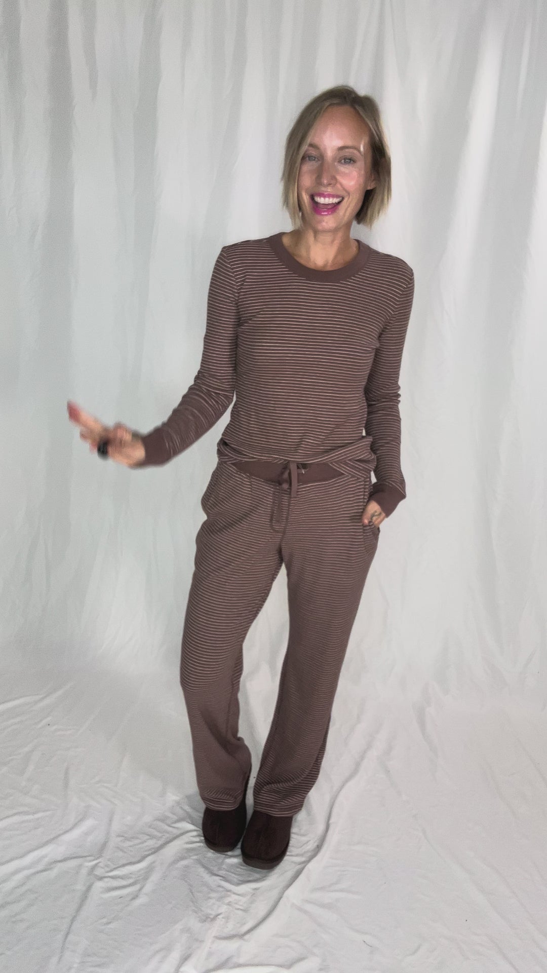 Layla Waffle Lounge Pant- BROWN