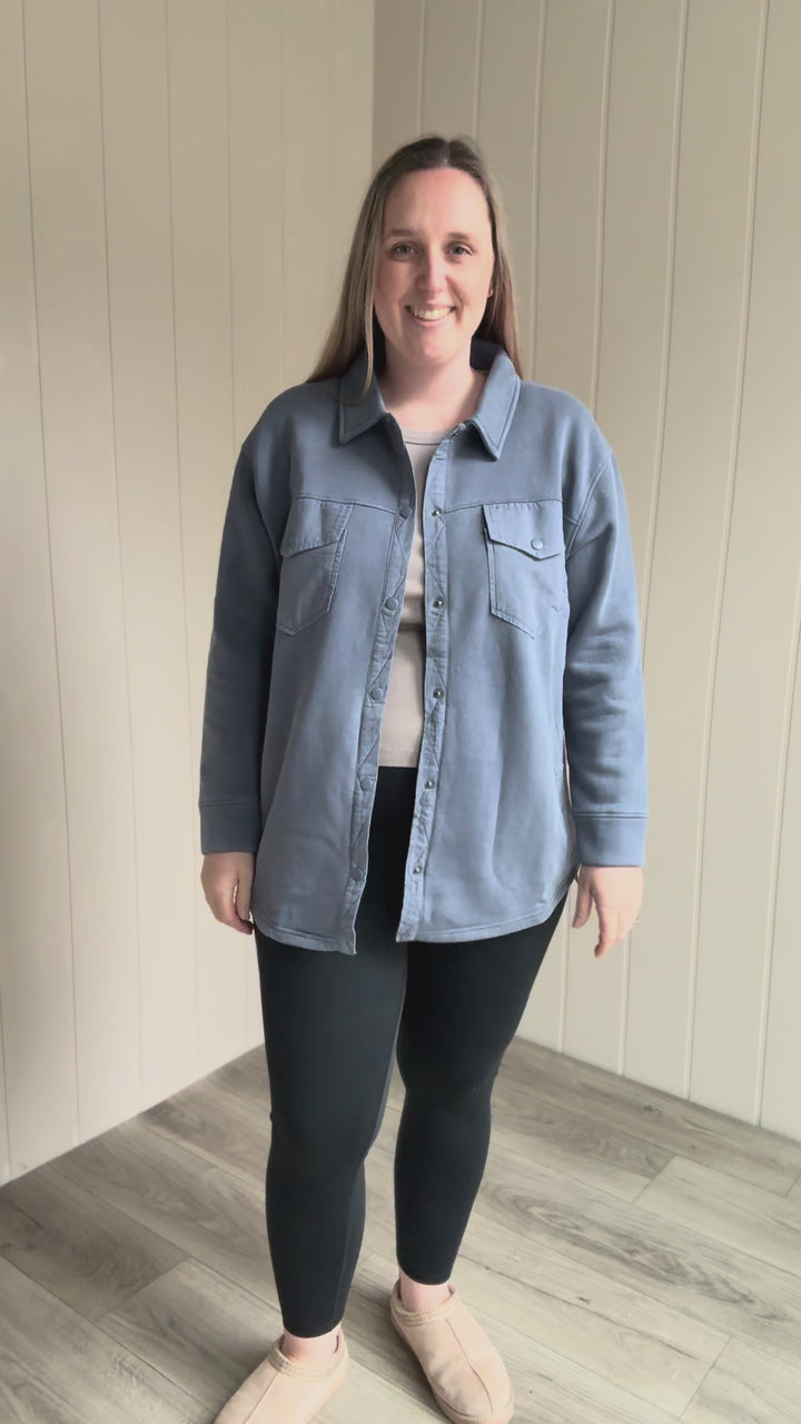 MONO B Valerie Snap on Shacket- OCEAN