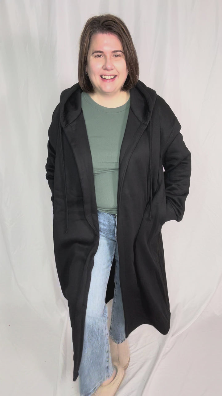 Opalite Sweatshirt Cardigan- BLACK