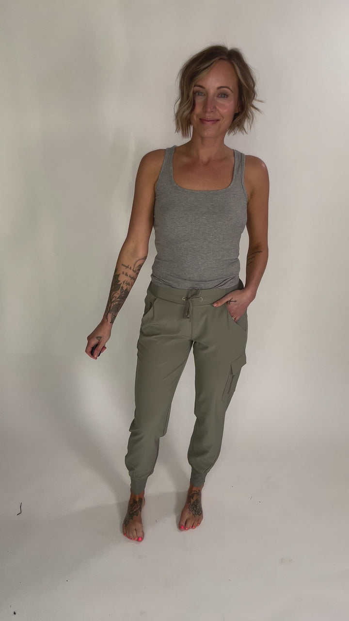 MONO B  Karen Square Neck Ribbed Tank- HEATHER GREY-FINAL SALE