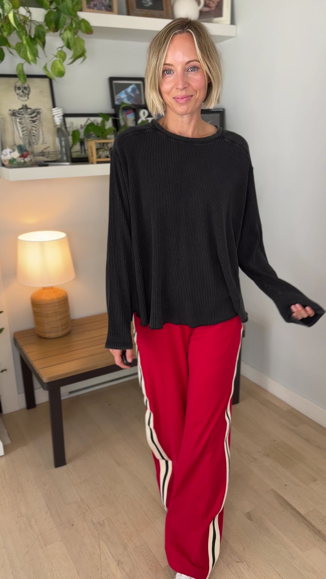 Moore Waffle Long Sleeve- BLACK