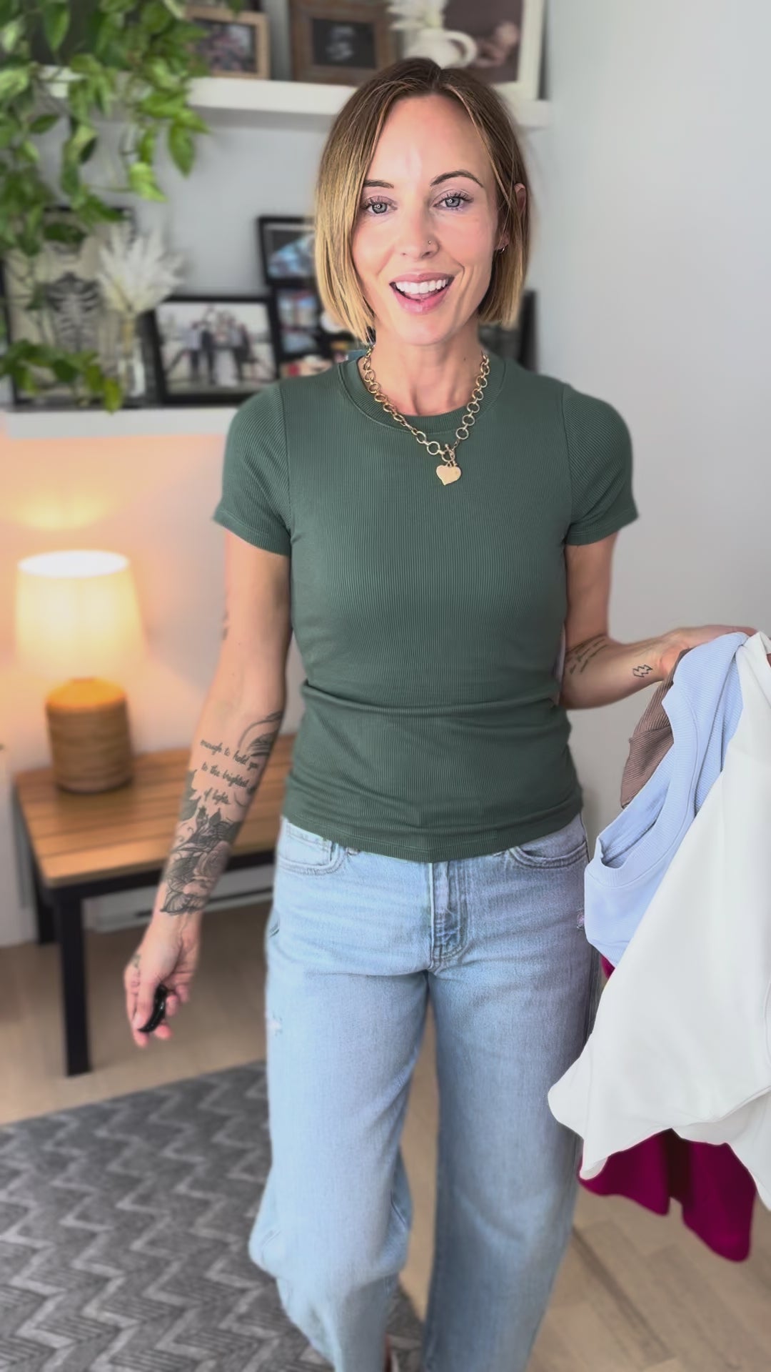 Mono B Melanie Ribbed Built In Bra Tee- BASIC WHITE