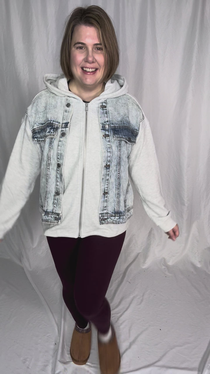 Jordana Fleece Lined Hoodie Jacket- HEATHER GREY