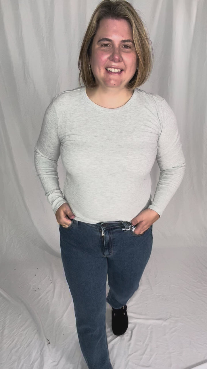 ONLY Easy Ribbed Long Sleeve- LIGHT GREY MELANGE