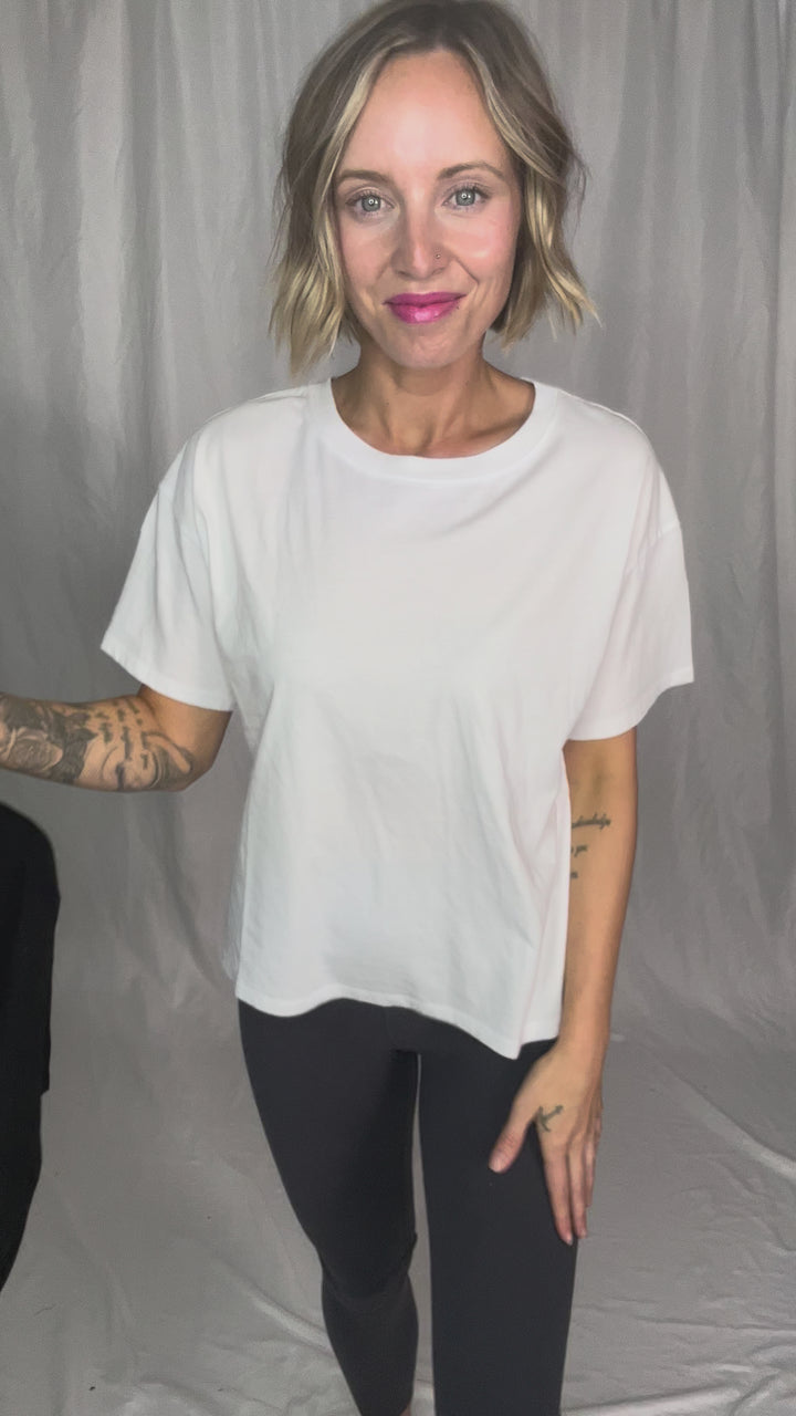 Athena Cotton Jersey Boyfriend T-Shirt- BLACK