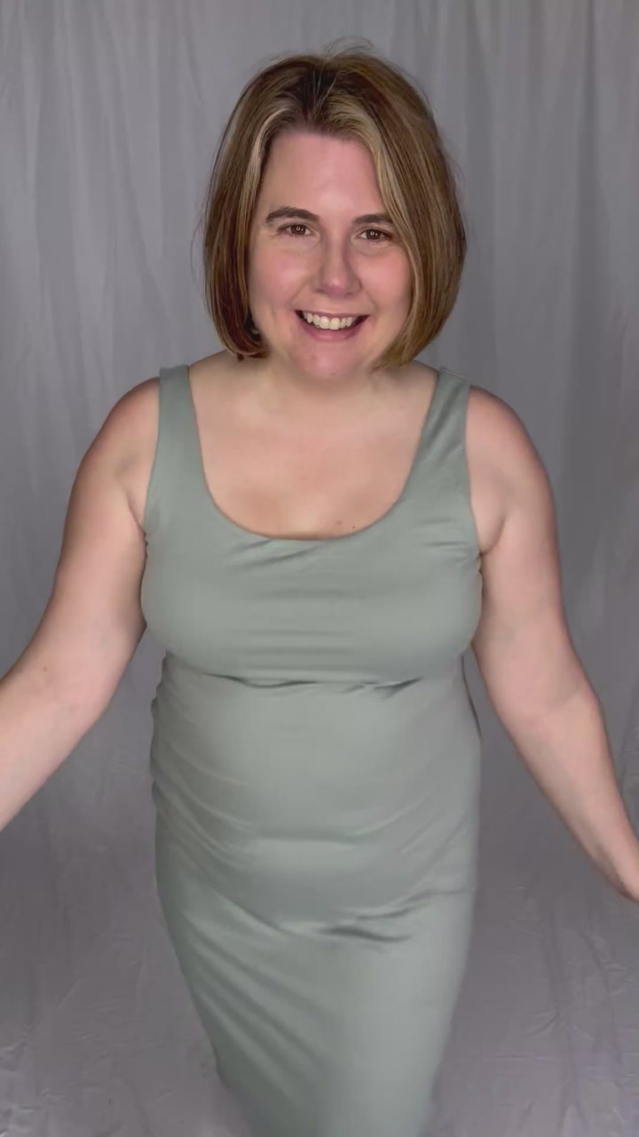 Kyra Athleisure Midi Dress- SAGE-FINAL SALE