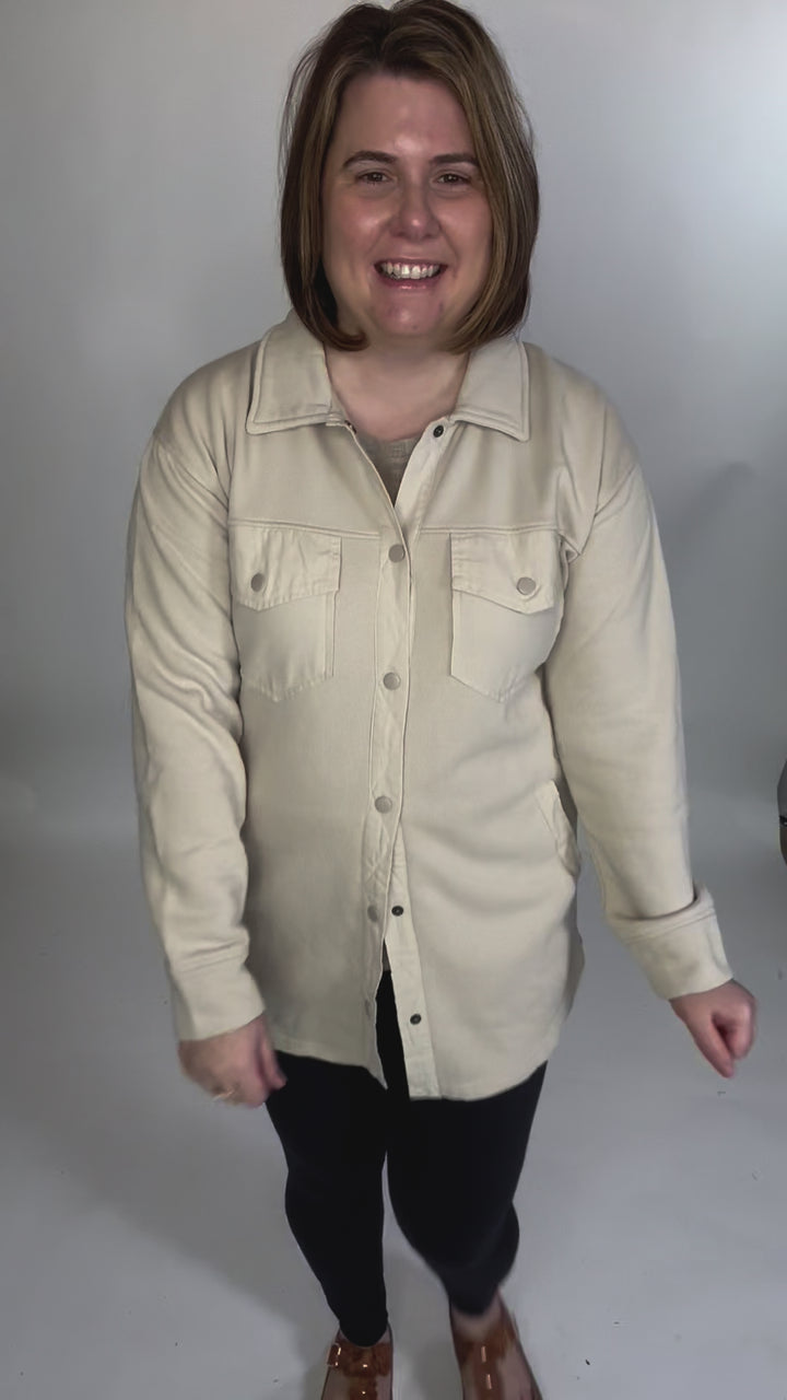 MONO B Valerie Snap on Shacket- NATURAL-FINAL SALE