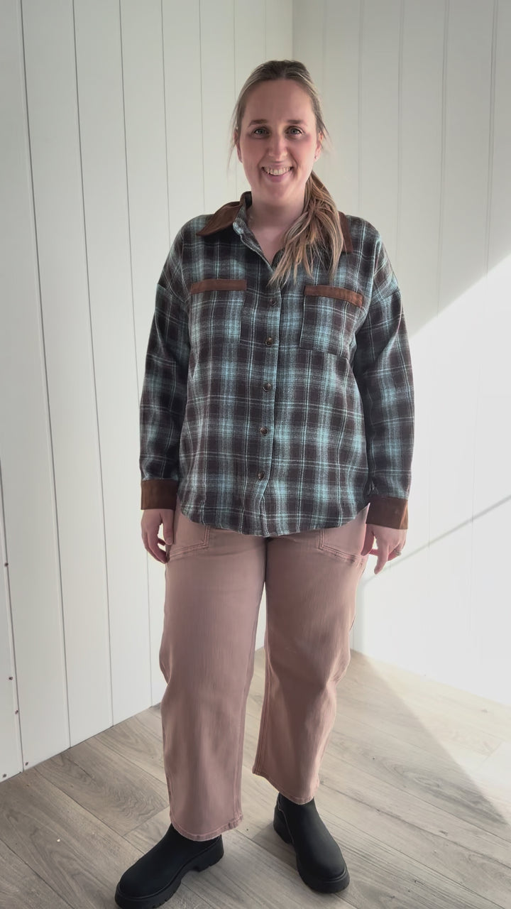 Prairie Collared Patch Pocket Button Down Flannel- LIGHT BLUE