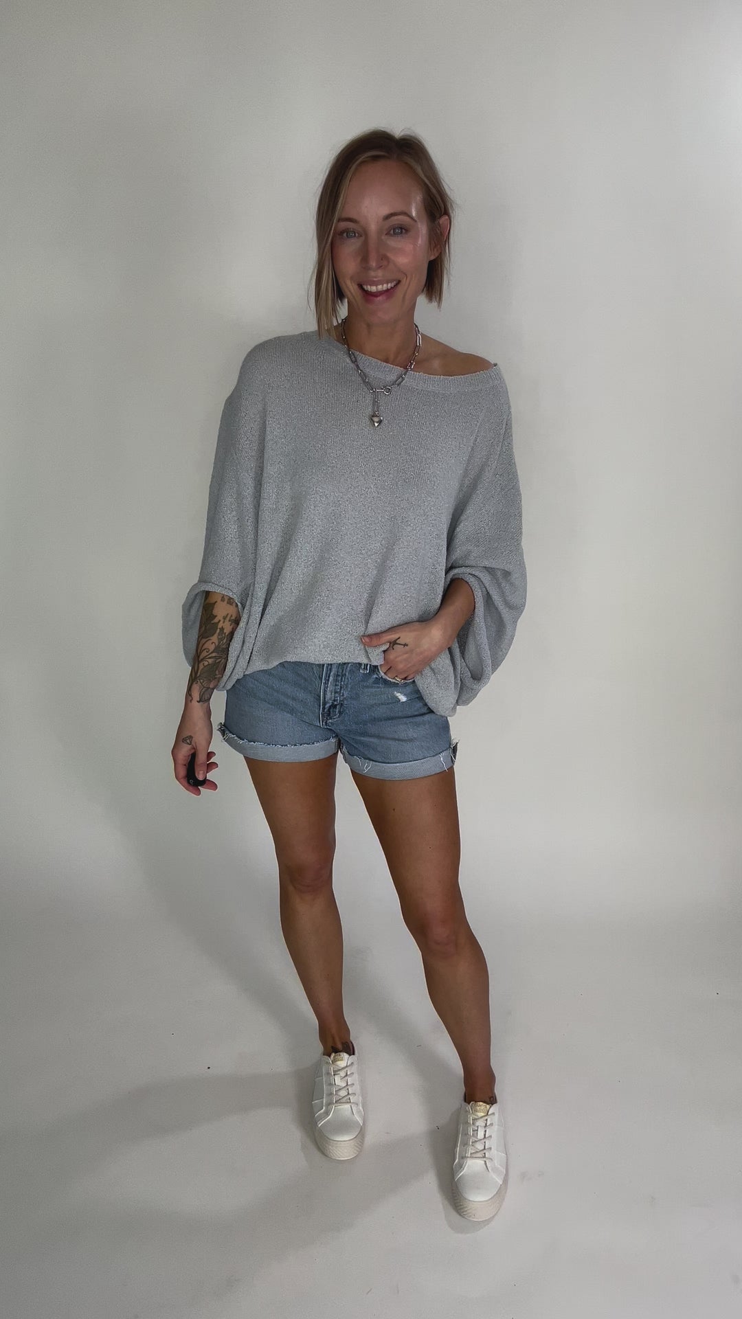 Sandreen Dolman Oversized Sweater- DUSTY BLUE-FINAL SALE