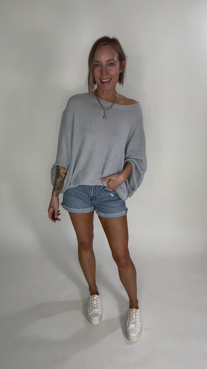 Sandreen Dolman Oversized Sweater- DUSTY BLUE-FINAL SALE