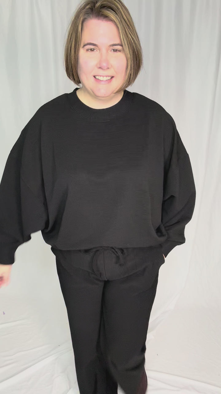 Cider Run Ribbed Set- BLACK