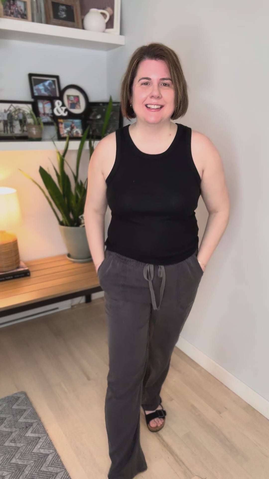 Only Val Reversible Organic Cotton Ribbed Tank- BLACK