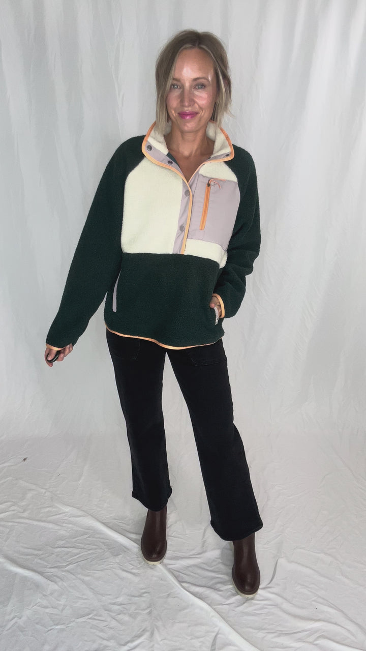 Tara Quarter Snap Sherpa Pullover- PONDEROSA PINE MIX