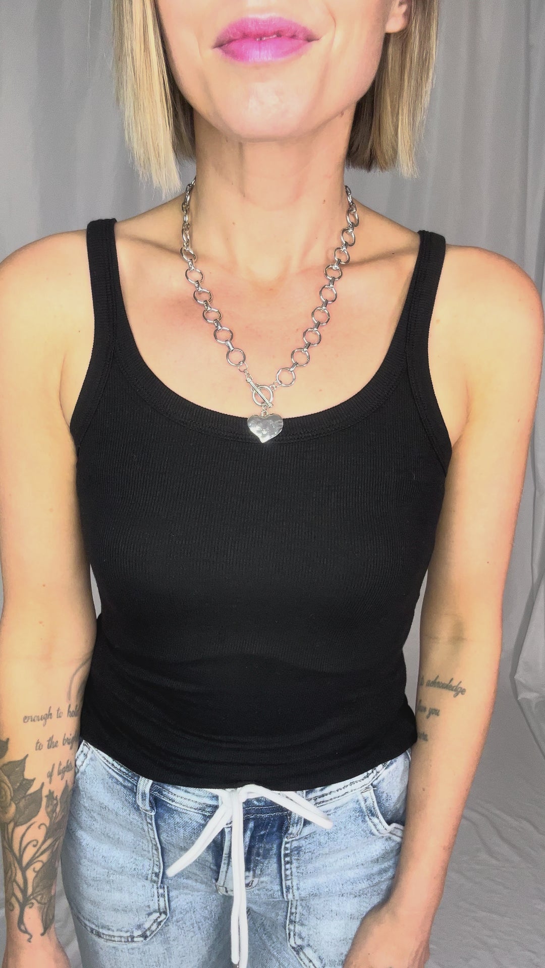 Note Worthy Heart Toggle Necklace- SILVER