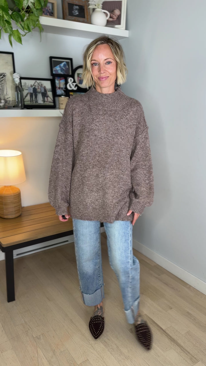 Forage Mockneck Oversized Sweater- SOFT MOCHA