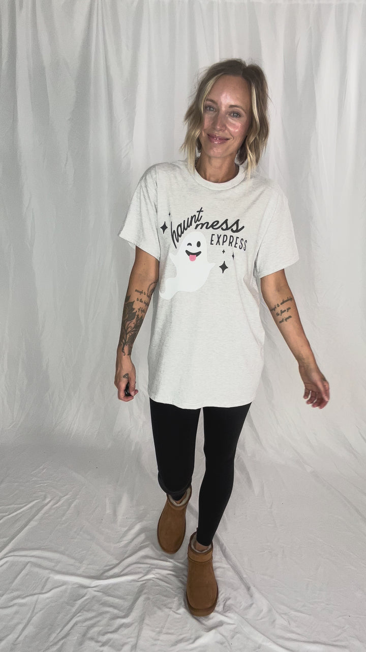 Haunt Mess Express Graphic Tee- ASH
