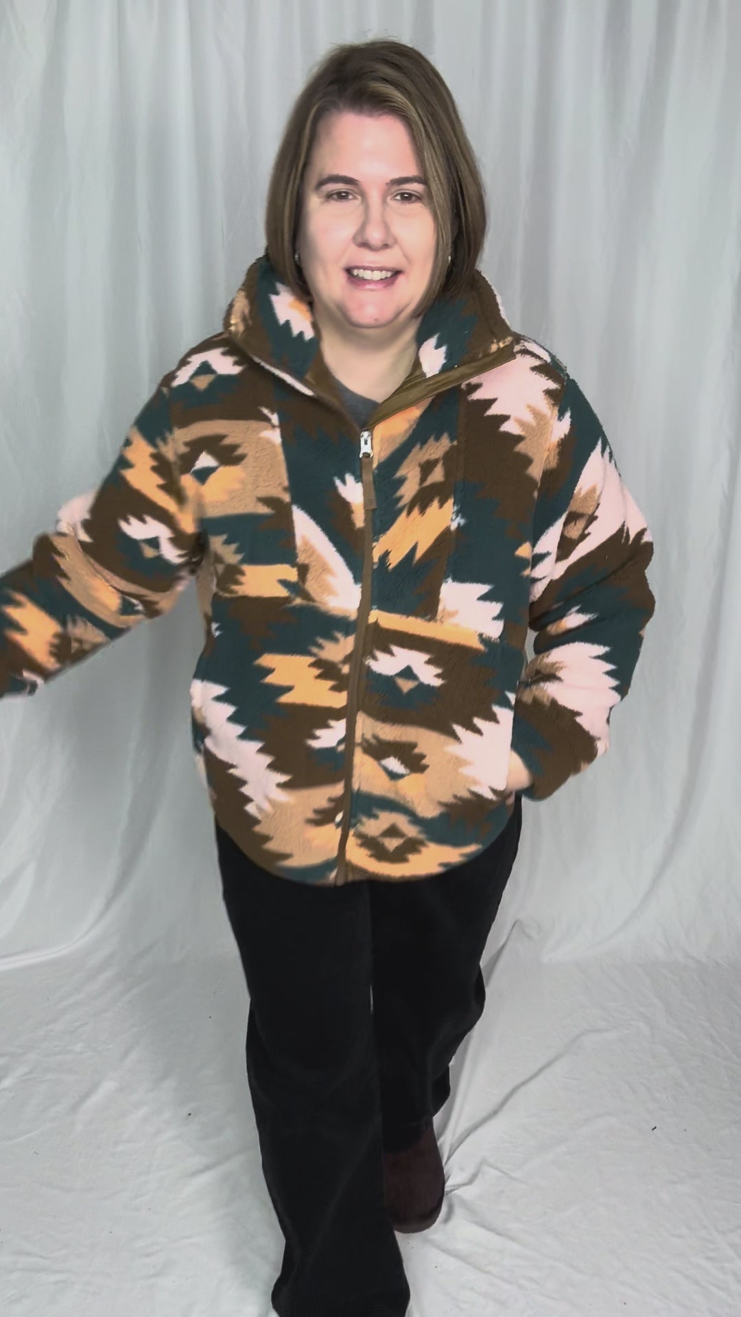 Ainsley Plush Sherpa Full Zip- SEPIA PRAIRIE