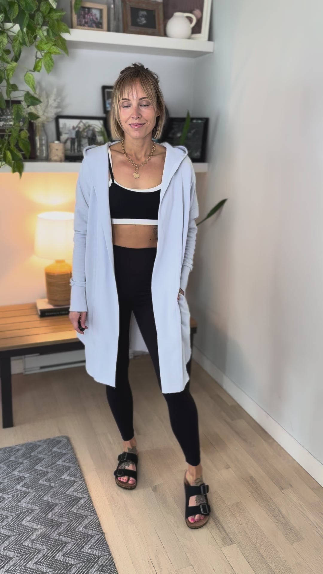 MONO B Whistler Longline Hoodie Cardigan- HALOGEN BLUE