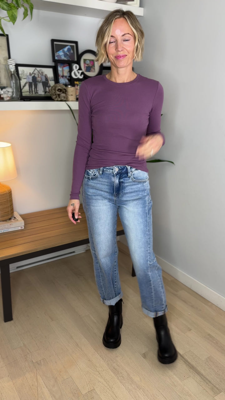 Only Riley Organic Cotton Long Sleeve Top- PURPLE GUMDROP