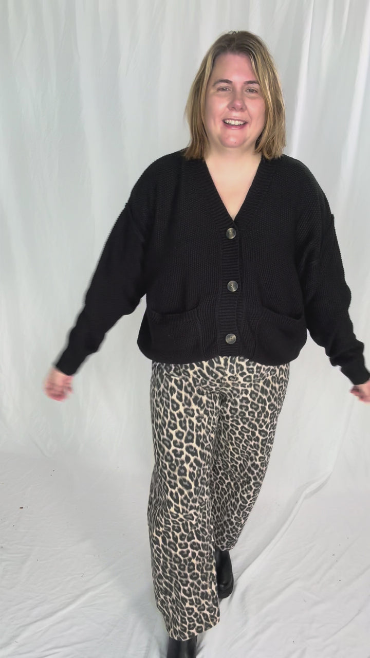 Annabeth Button Down Cardigan- BLACK