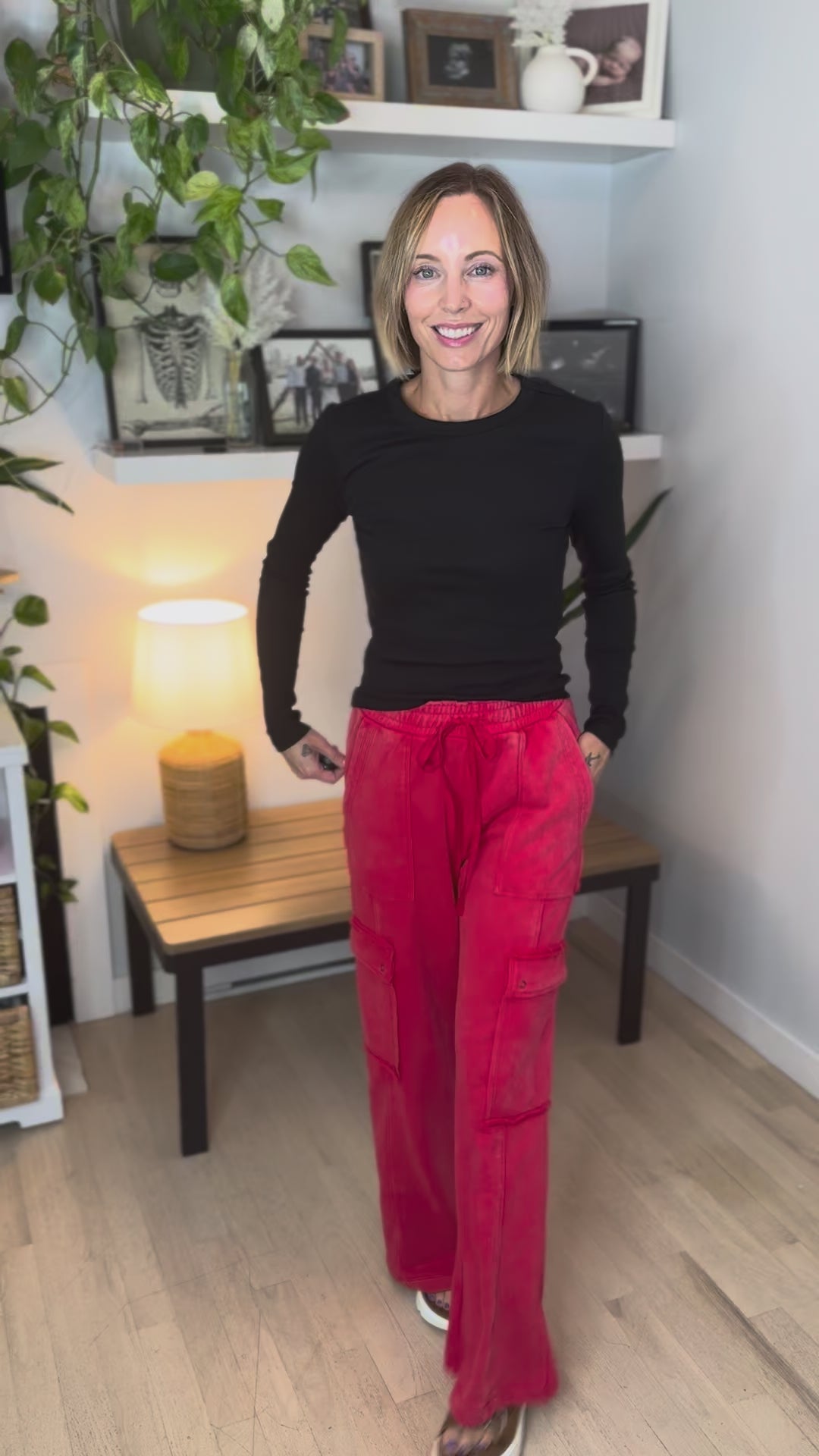 Scottie Snow Washed Cargo Pant- RED