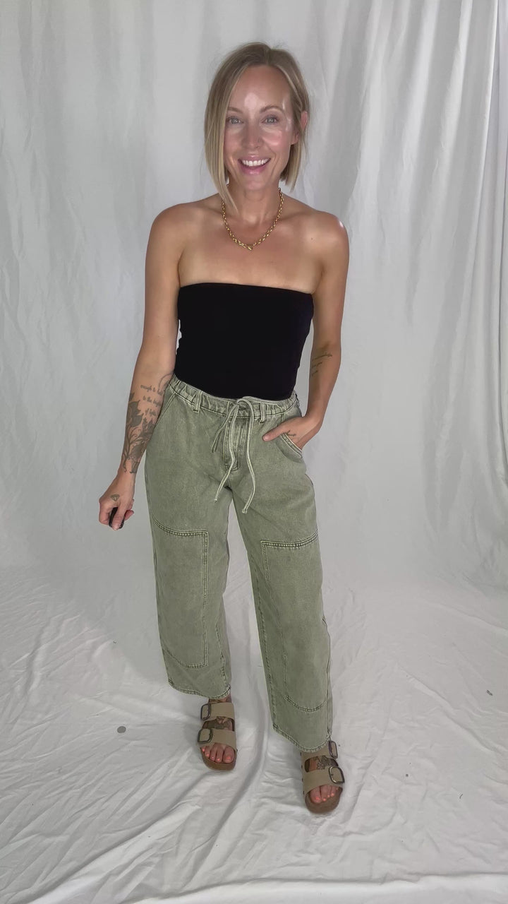 Andrea Double Layered Cropped Tube Top- BLACK