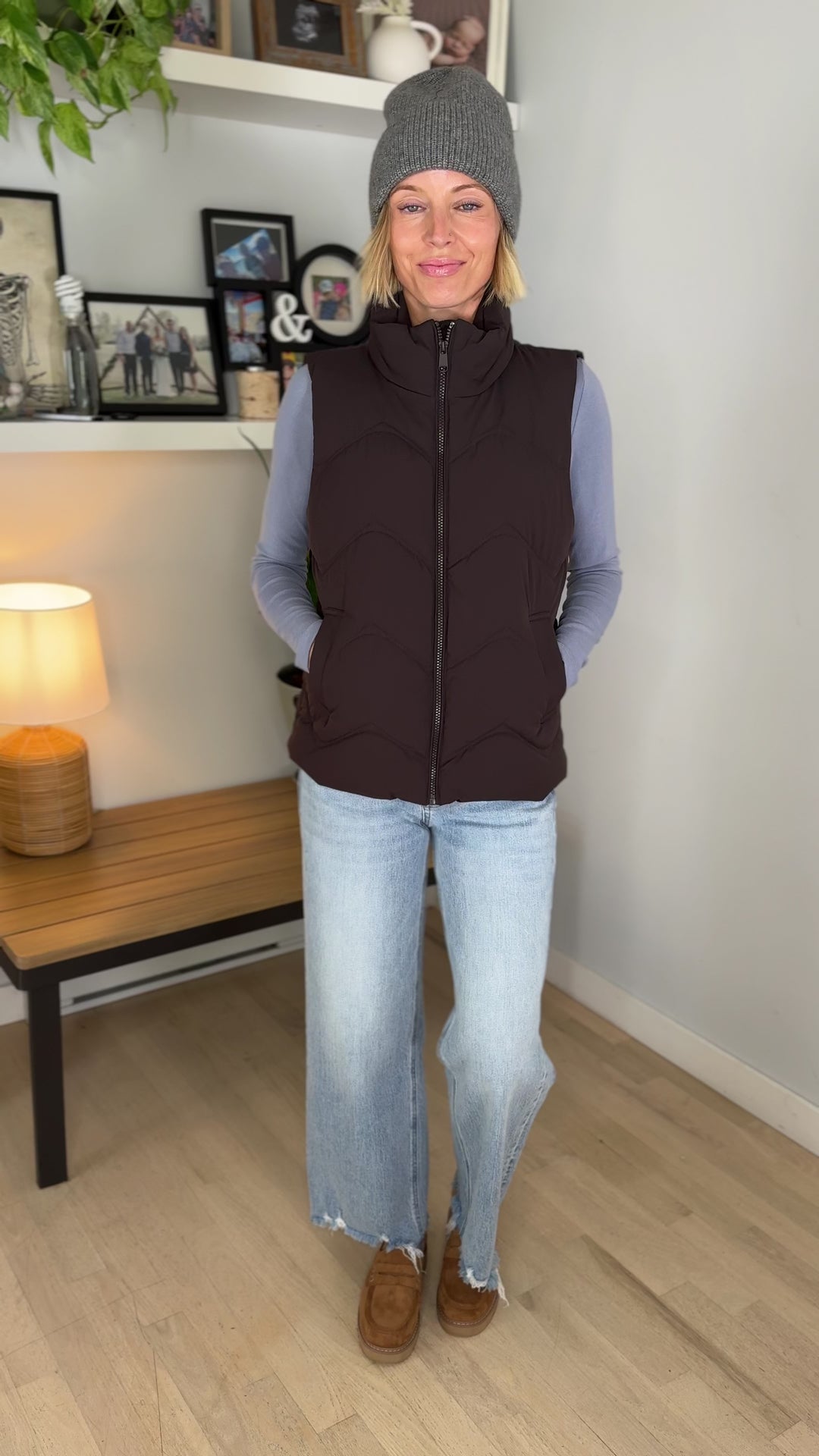 ONLY Power Puffer Vest- CHOCOLATE TORTE