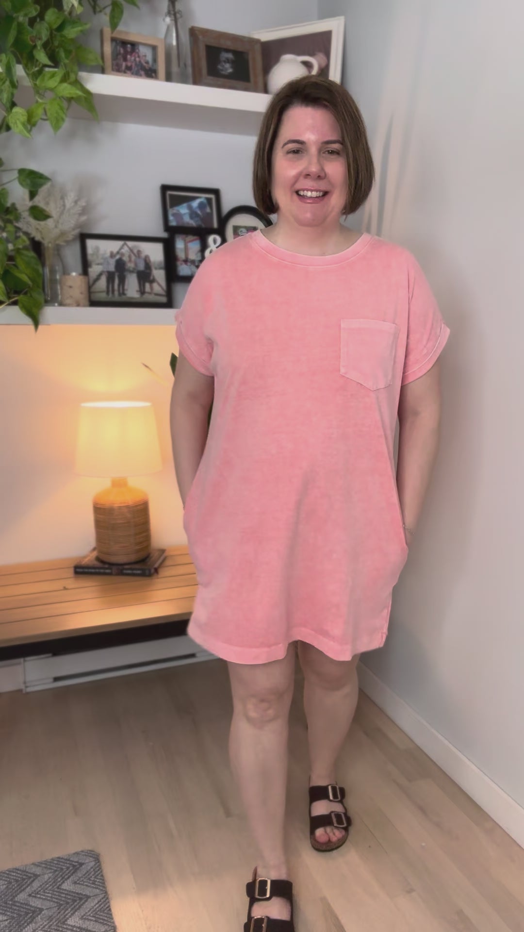 Scout Washed Cotton T-Shirt Dress- CORAL