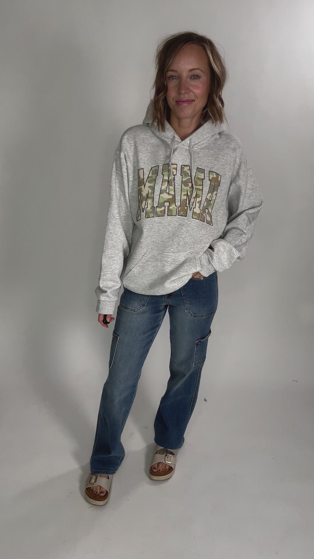 Mama Camo Hoodie- ASH GREY
