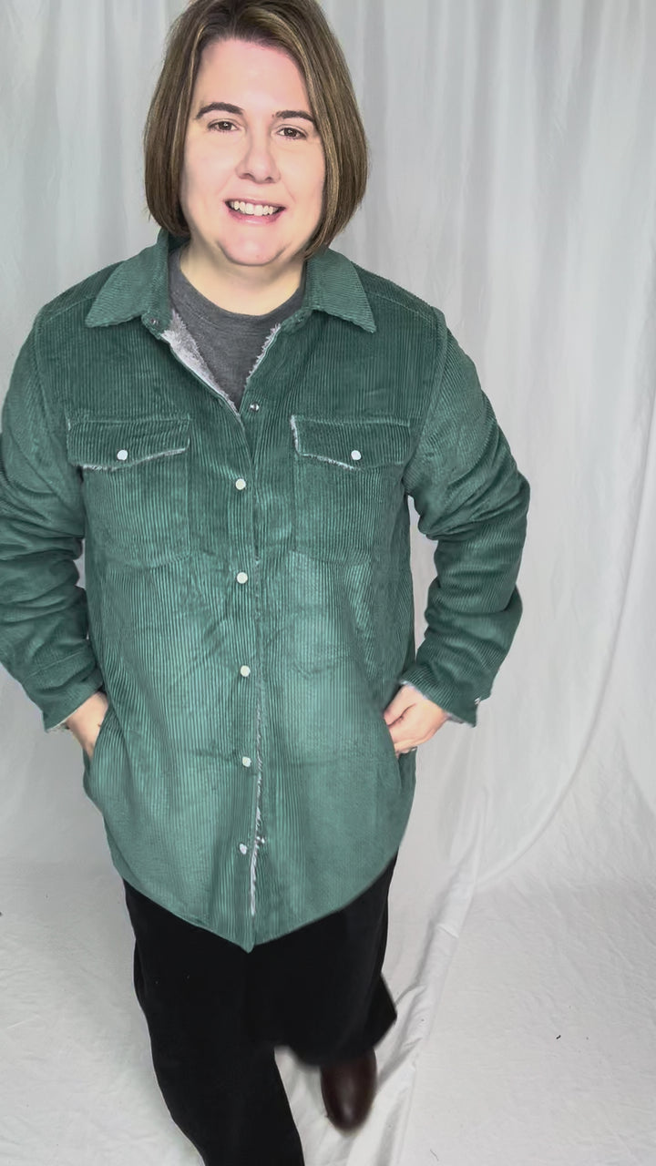 Ridge Corduroy Sherpa Lined Jacket- PEACOCK