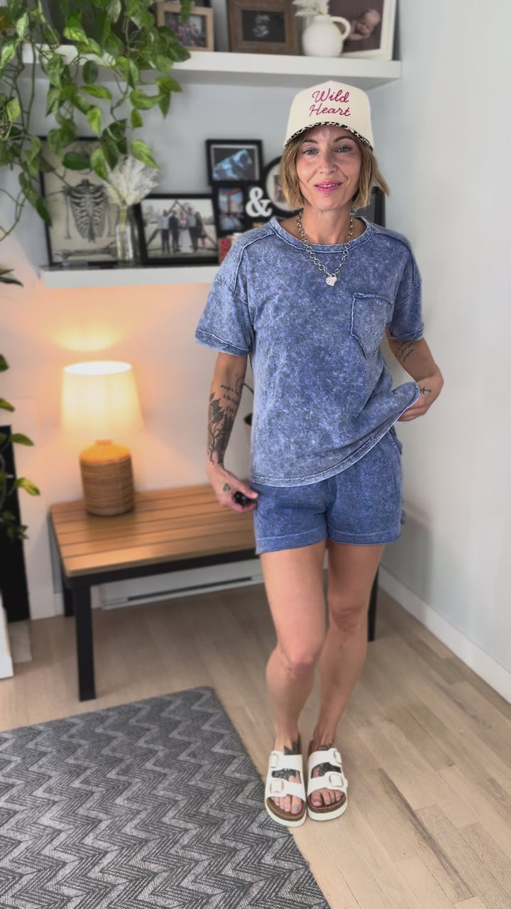 Toro Washed Cotton Shorts Set- NAVY