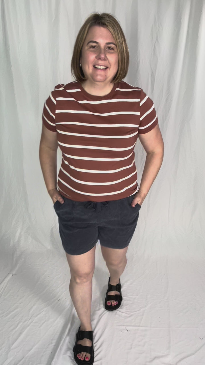 THREAD & SUPPLY Asher Tee- BROWN WHITE