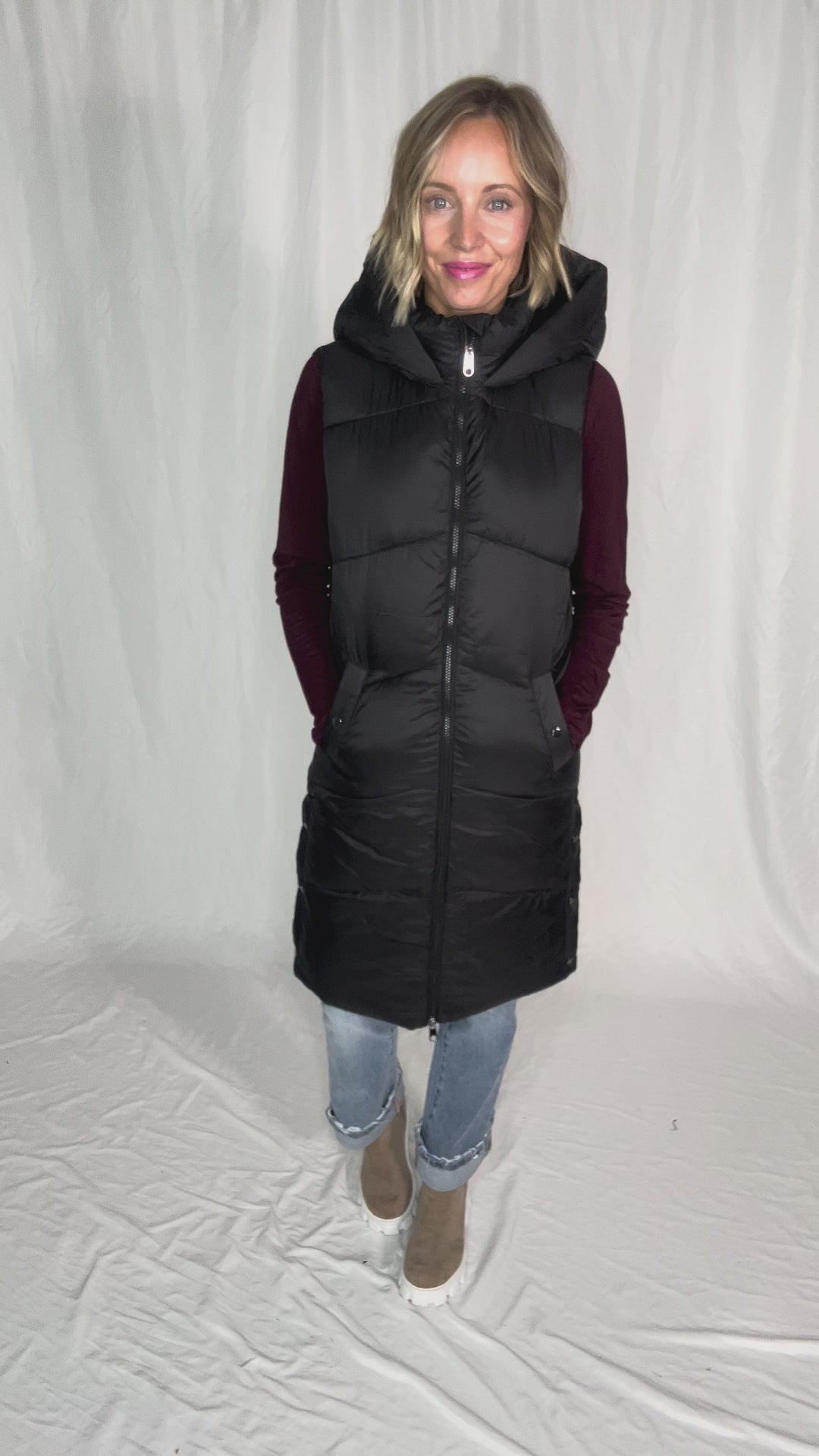 VERO MODA Banff Hooded Vest- BLACK