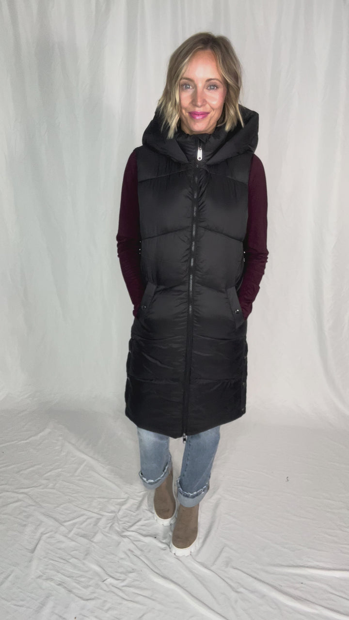 VERO MODA Banff Hooded Vest- BLACK