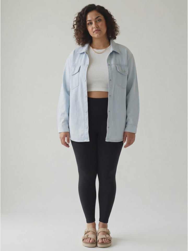 MONO B Valerie Snap on Shacket- HALOGEN BLUE