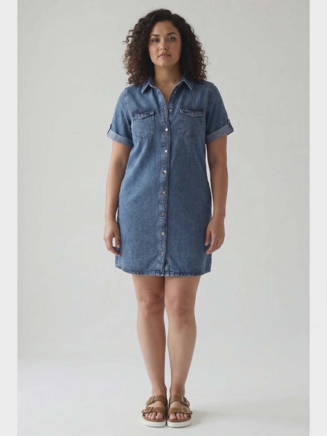 VERO MODA Jennie Denim Midi Dress- MEDIUM WASH-FINAL SALE