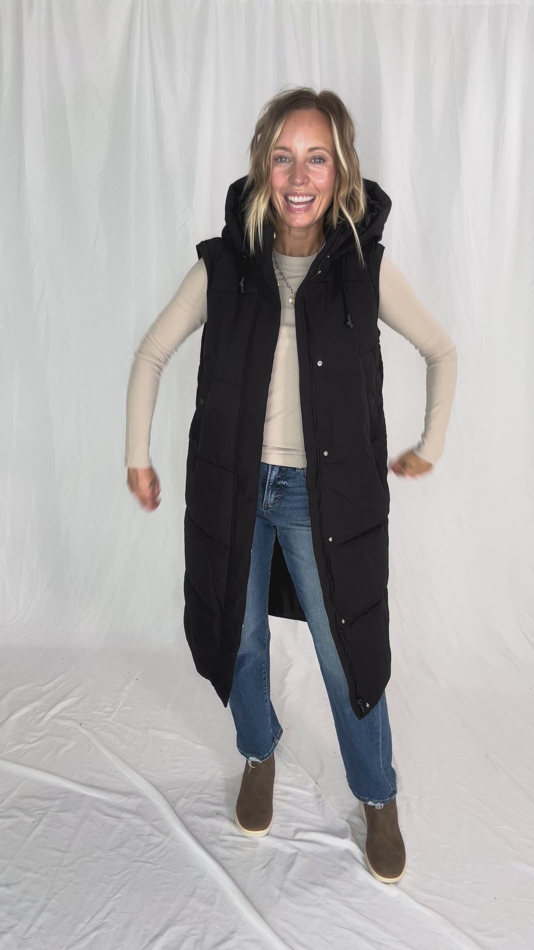 VERO MODA Cedar 2-in-1 Puffer Coat/Vest- BLACK